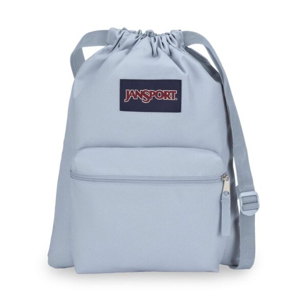 Jansport Handbags - JanSport Drawstring Backpack With Front Zipper Pocket In Light Blue